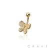 316L SURGICAL STEEL MULTI CZ BUTTERFLY NON DANGLE BELLY BUTTON NAVEL RING 